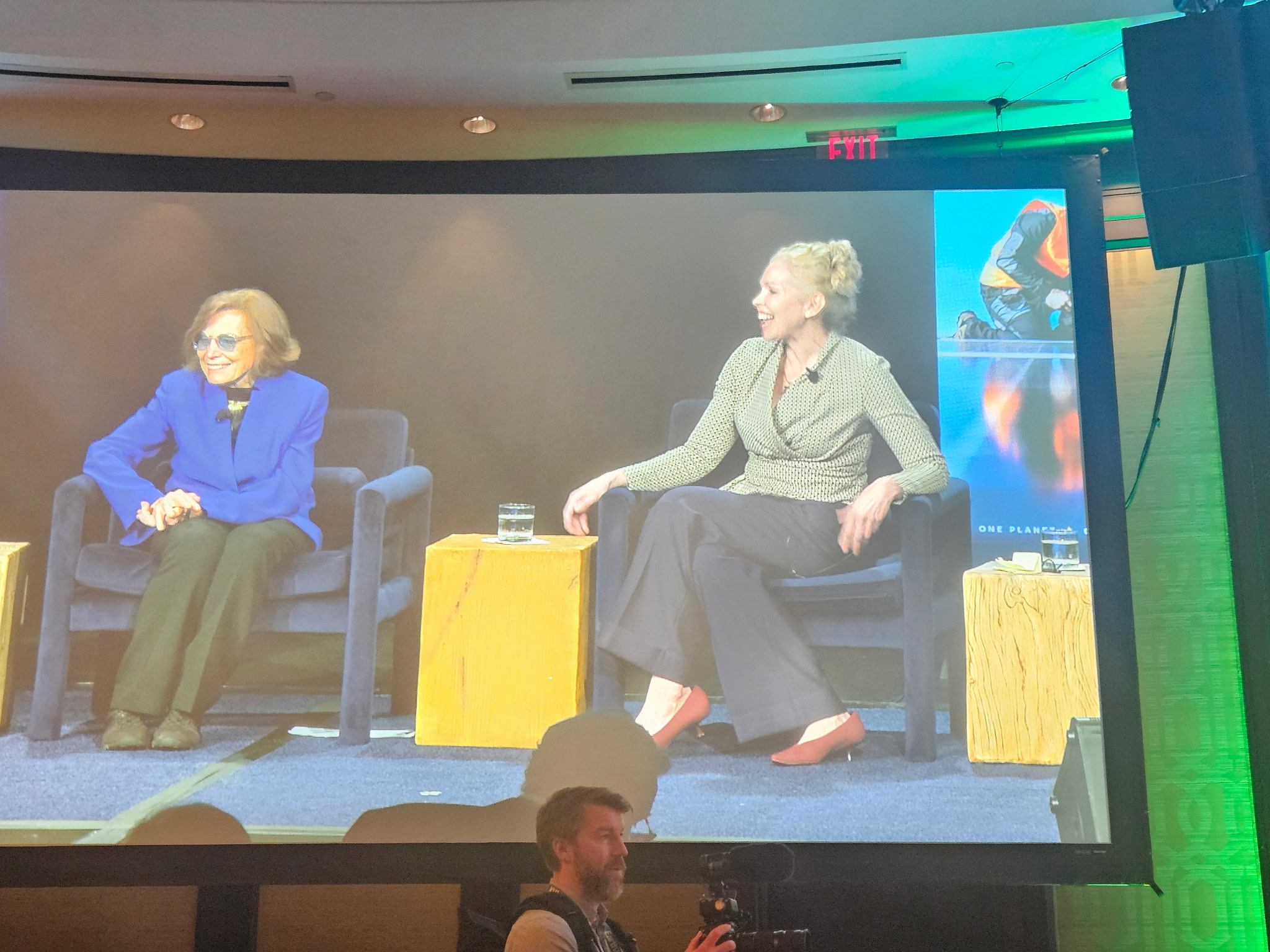 Dr. Julie Pullen on stage with Sylvia Earle at EarthX Summit